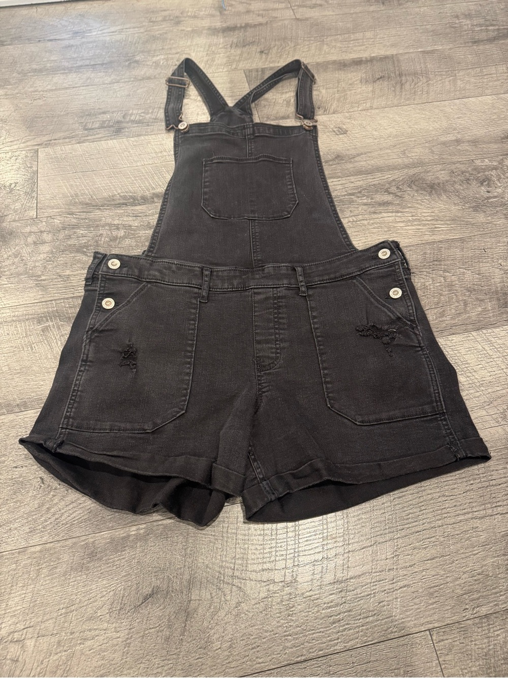 Hollister Black Denim Short Overalls